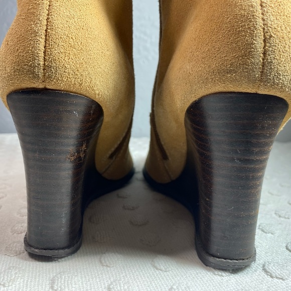 Vintage Yellow Box Womens Suede Dime Boots Wedge Heel Mid-Calf - Picture 5 of 16